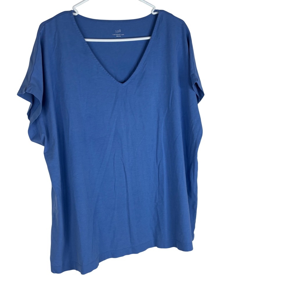 J. Jill T-Shirt Luxe Supima V-Neck Easy Tee Womens XL Blue Cotton Blend Stretch